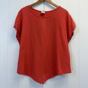Abaca Lagenlook Textured Cotton Top Women Size 3X Scandi Boho Beachy Resortwear